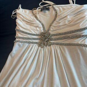 Sky White Bikini Top with Silver Embellishments